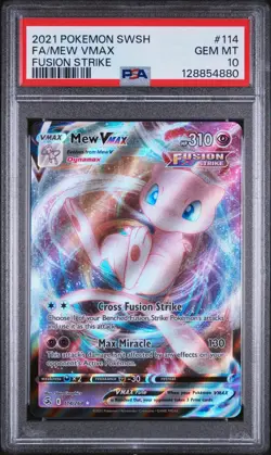 Pokemon TCG SWSH Fusion Strike Mew VMAX Card 114/264 PSA 10 - Image 1