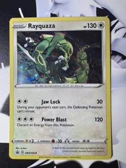 Pokemon TCG Rayquaza SWSH029 Black Star Promo Holo Card Near Mint Condition - Image 1
