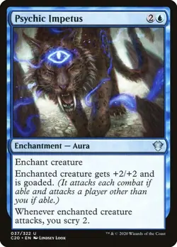 Psychic Impetus 37 C20 MTG Blue Aura Enchantment Uncommon 2020 Look Scry NM EN - Image 1
