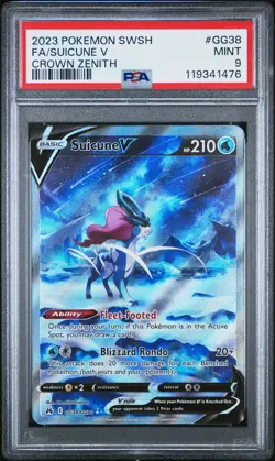 2023 POKEMON SWORD & SHIELD CROWN ZENITH #GG38 FULL ART/SUICUNE V PSA 9 - Image 1
