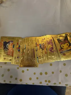 Pokemon Gold Fan Art Collectible Cards 55-cards per Deck Gold Foil Collections - Image 1