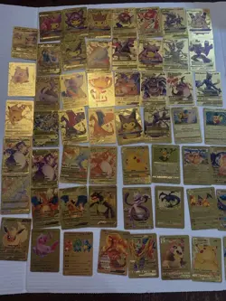 Pokemon Gold Fan Art Collectible Cards 55-cards per Deck Gold Foil Collections - Image 3