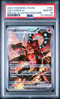 2025 POKEMON JTG #182 VOLCANION EX SPECIAL ILLUSTRATION RARE GEM MINT 10 - Image 1