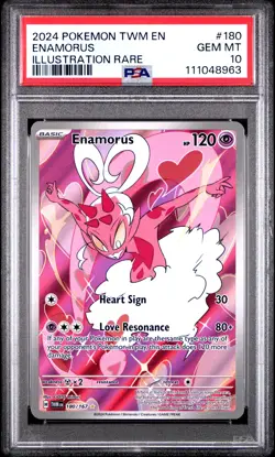 2024 POKEMON TWM EN-TWILIGHT MASQUERADE ILLUSTRATION RARE #180 ENAMORUS PSA 10 - Image 1