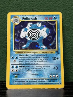Pokemon Cards: Base Set 2 Rare Holo: Poliwrath 15/130 - Image 1