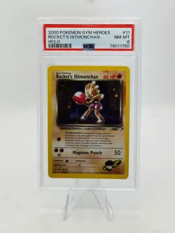 2000 POKEMON GYM HEROES HOLO #11 ROCKET'S HITMONCHAN PSA 8 - Image 1