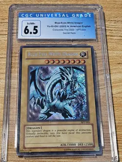 2003 YUGIOH BPT-009 BLUE-EYES WHITE DRAGON SECRET RARE CGC 6.5 Ex/Nm+ - Image 1