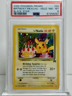 Pokemon PSA 8 NM/MINT 2000 Birthday Pikachu Black Star Promo Holo Card - Image 1