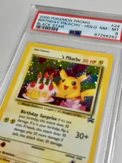 Pokemon PSA 8 NM/MINT 2000 Birthday Pikachu Black Star Promo Holo Card - Image 3