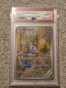 PSA 10 Mimikyu SVP 075 Pokemon Center Stamped Holo Promo Pokemon Card - Gem Mint - Image 2