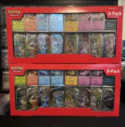 2 Pokemon Prismatic Evolutions Costco 8 Mini-Tin Bundle w/Promo Cards SEALED - Image 1