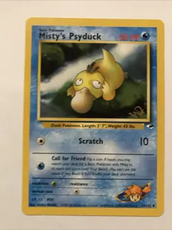 Misty's Psyduck W Gold Stamp Promo Top Deck Magazine English Pokemon Card - Image 1