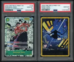 Lot (2) 2024 One Piece PRB01 Best Roronoa Zoro Gold Don!! Card Manga #118 PSA 10 - Image 1