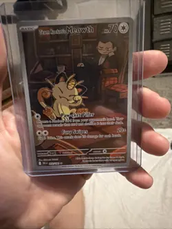 Pokemon TCG Destined Rivals Team Rockets Meowth Card 203/182 Mint Condition - Image 1