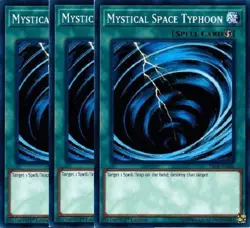 Yugioh - Mystical Space Typhoon x 3 - 1st Edition NM - Free Holographic Card - Image 1