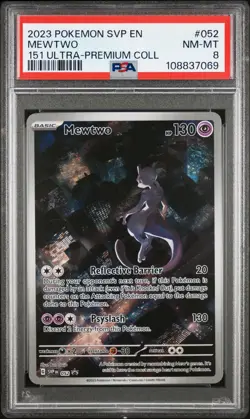 2023 POKEMON SVP EN-SV BLACK STAR PROMO 151 ULTRA-PREM COLL #052 MEWTWO PSA 8 - Image 1