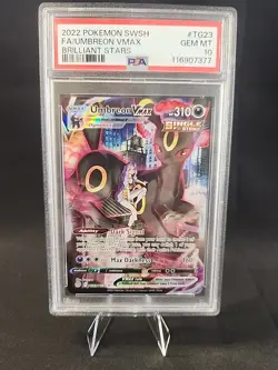 2022 POKEMON SWORD & SHIELD BRILLIANT STARS #TG23 FULL ART/ UMBREON VMAX PSA 10 - Image 1