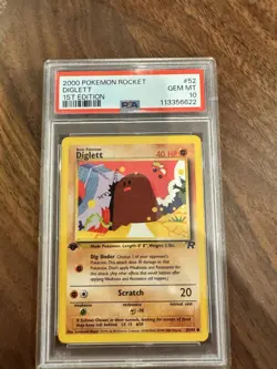 2000 Pokemon Rocket 1st Edition Diglett 52/82 PSA Gem Mint 10 - Image 1