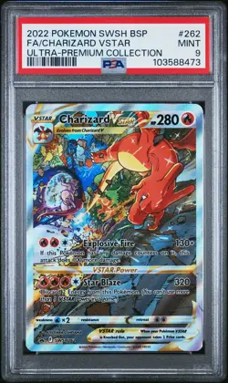 2022 POKEMON SWSH BLACK STAR PROMO #262 FULL ART/CHARIZARD VSTAR PSA 9 - Image 1