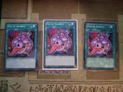 YUGIOH TCG 3X POT OF AVARICE COMMON 1ST EDITION NM - Image 1