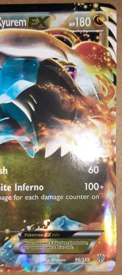 96/135 White Kyurem EX Rare Holo: Pokemon Trading Card Game BW-08 Plasma Storm - Image 2