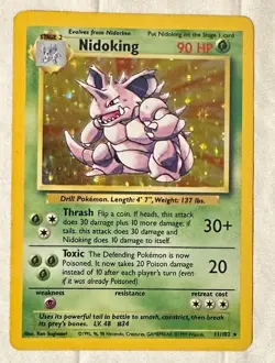 Pokemon TCG Nidoking 11/102 Holo Rare Base Set Trading Card - Image 1