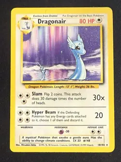 Pokemon TCG Dragonair Base Set Unlimited Rare Card 18/102 LP Condition - Image 1