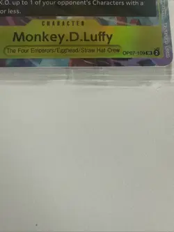 One Piece Monkey D. Luffy Alt Art Promo Card - SR - OP07-109 - NM Sealed - Image 2