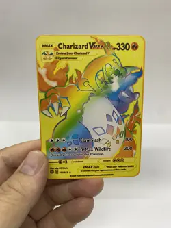 Charizard Vmax Gold Metal Pokemon Card-Collectible Gift Display！NICE - Image 3