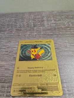 Special Delivery Pikachu Gold Foil Pokemon Card Promo SWSH074 Fan Art - Image 5
