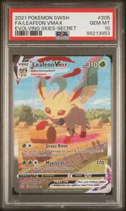 2021 POKEMON SWORD & SHIELD EVOLVING SKIES SECRET FULL ART/LEAFEON VMAX PSA 10 - Image 1