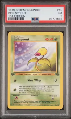 1999 POKEMON JUNGLE 1ST ED #49 BELLSPROUT PSA 5 - Image 1