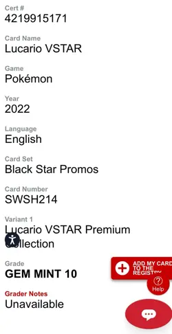 Low Pop! Lucario VSTAR SWSH214 Holo Pokemon Sword & Shield Promo - CGC 9.5 (10) - Image 4