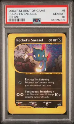 2003 POKEMON BEST OF GAME PROMO ROCKET'S SNEASEL 5 PSA 10 - Image 2