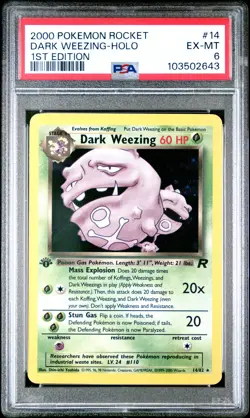 2000 POKEMON ROCKET 1ST ED #14 DARK WEEZING-HOLO PSA 6 - Image 1