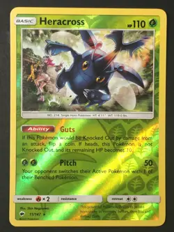Pokemon TCG Heracross 11/147 Reverse Holo Rare SM Burning Shadows LP - Image 1
