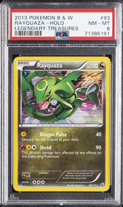 2013 POKEMON B&W LEGEND TREASURES #93 RAYQUAZA-HOLO PSA 8 - Image 1