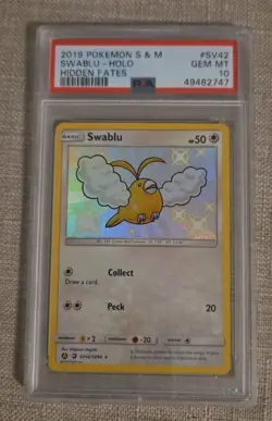 2019 Pokemon Sun & Moon Hidden Fates Shiny Vault SV42 Swablu Holo PSA 10 Gem - Image 1