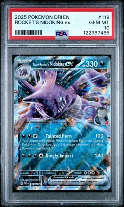 2025 POKEMON DRI EN-DESTINED RIVALS #119 TEAM ROCKET'S NIDOKING EX PSA 10 - Image 1