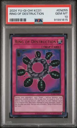 2024 Yugioh KC01-EN055 Ring of Destruction Ultra Rare PSA 10 Gem Mint - Image 1