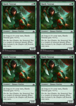 4x MTG 2018 HARDY VETERAN - WARRIOR CREATURE - MAGIC CARD x4 copies - Image 1