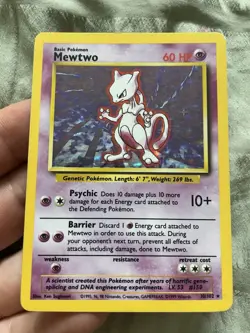 Pokemon Mewtwo Holo Rare Card Base Set, Vintage, 10/102 - Image 1