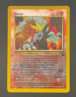 Pokemon Card Entei 34 WOTC Black Star Promo - Damaged CREASE - Image 1