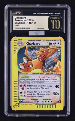 2003 Pokemon Charizard Skyridge Crystal Holo Rare CGC 10 Pristine MBA Silver - Image 1