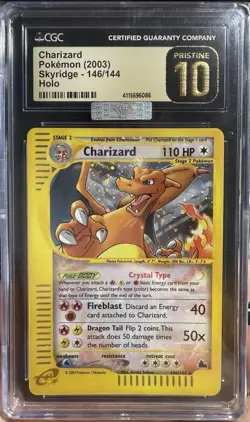 2003 Pokemon Charizard Skyridge Crystal Holo Rare CGC 10 Pristine MBA Silver - Image 2