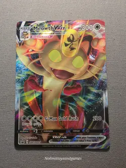 Pokemon Meowth VMAX SWSH005 Sword & Shield Full Art Holo Black Star Promo - Image 1