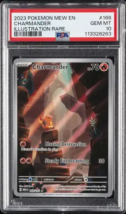 2023 POKEMON MEW EN-151 ILLUSTRATION RARE #168 CHARMANDER PSA 10 - Image 1