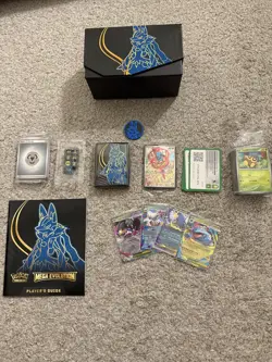 Pokemon Mega Evolution Opened Lucario ETB w/ PROMO +Accessories +Bulk [No Packs] - Image 1