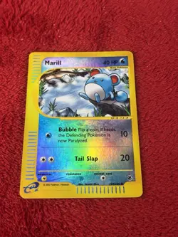 Marill 120/165 Expedition Base Set Reverse Holo Pokemon Card Played - Image 1