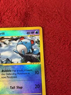 Marill 120/165 Expedition Base Set Reverse Holo Pokemon Card Played - Image 2